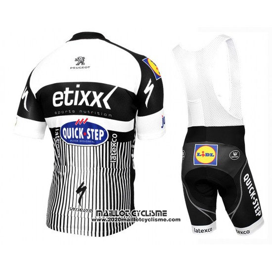 2016 Maillot Ciclismo Etixx Quick Step Blanc et Noir Manches Courtes et Cuissard